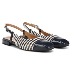 Vionic Petaluma Women's Slingback Flat in Navy Stripe Size 6